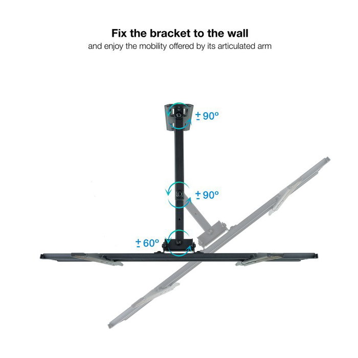 TooQ Soporte Pared TV Giratorio Inclinable LP7863TN-B para TV 37-70" hasta 35 kg, Negro, Nivelable, Compatible Curvas y VESA 100x100 a 600x400